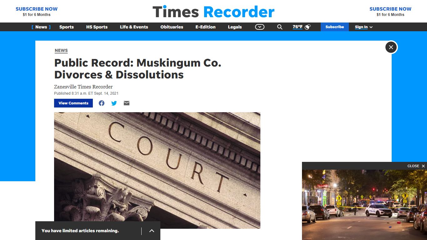 Public Record: Muskingum Co. Divorces & Dissolutions