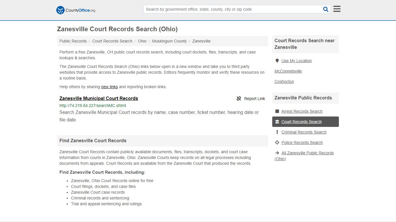 Court Records Search - Zanesville, OH (Adoptions, Criminal ...