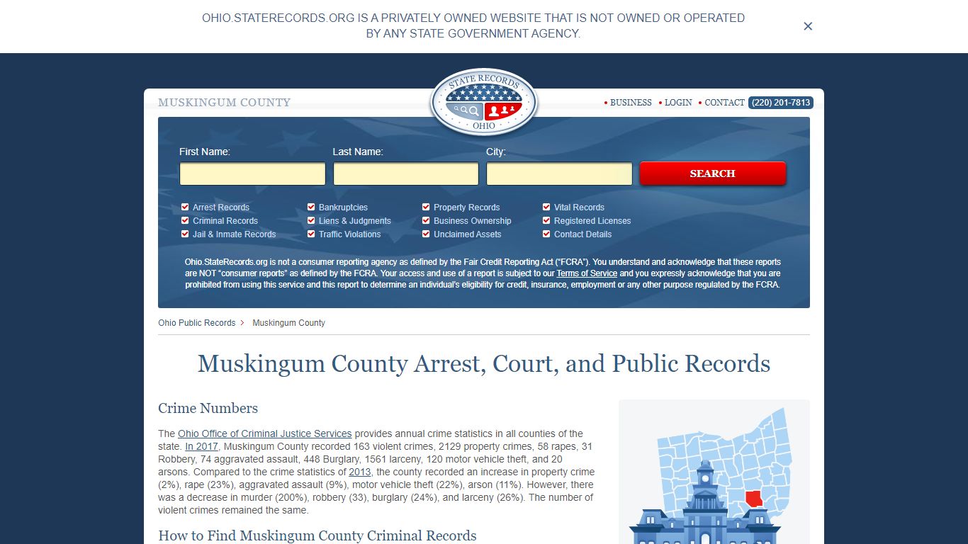 Muskingum County Arrest, Court, and Public Records